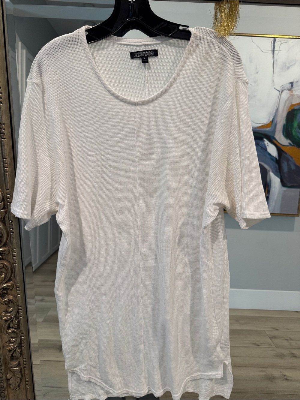 Men’s White Short Sleeve Waffle Knit Tee
